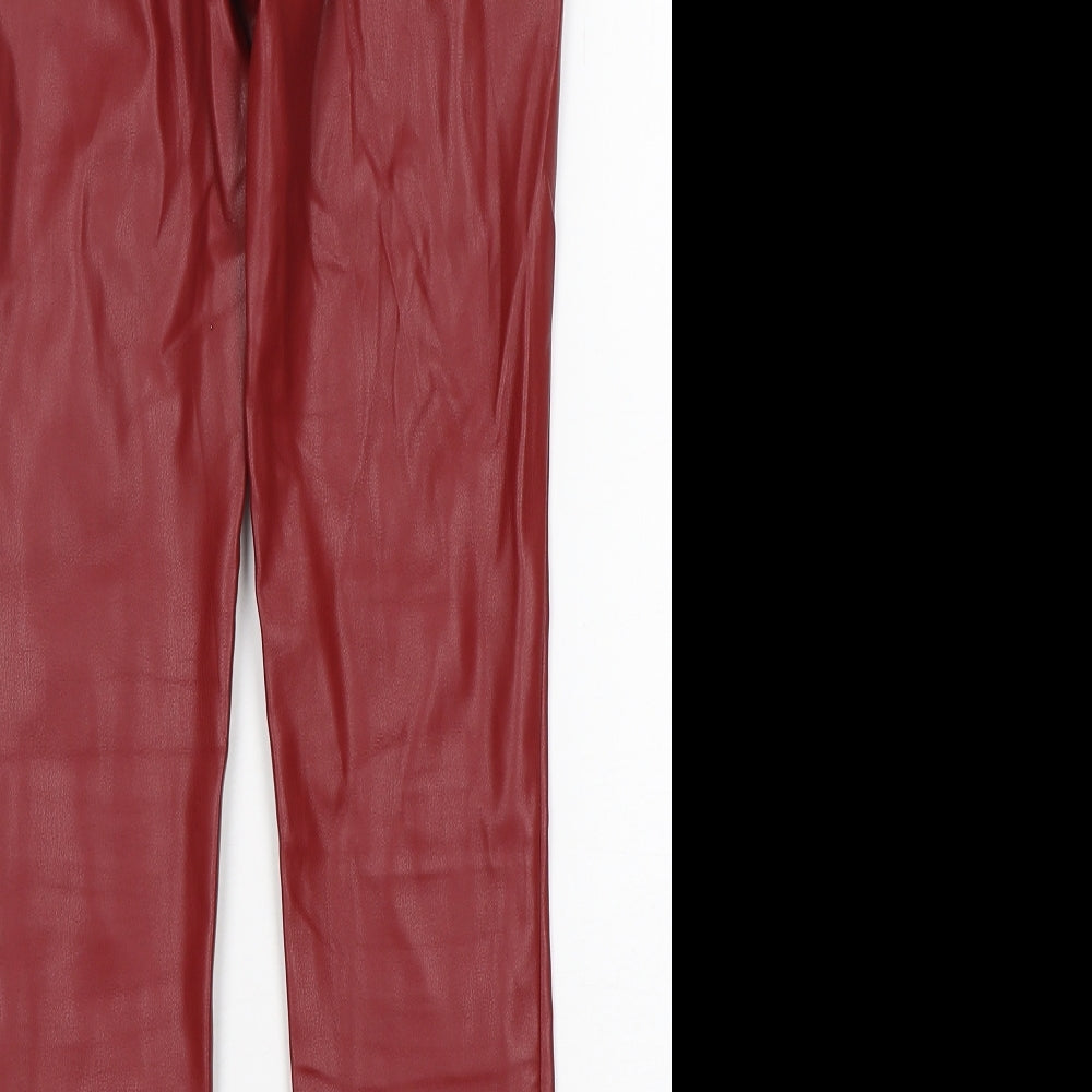 Zara Womens Red Polyurethane Jegging Jeans Size S L28 in Regular