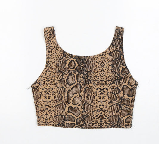 Missguided Womens Multicoloured Animal Print Polyester Basic Tank Size 8 Round Neck