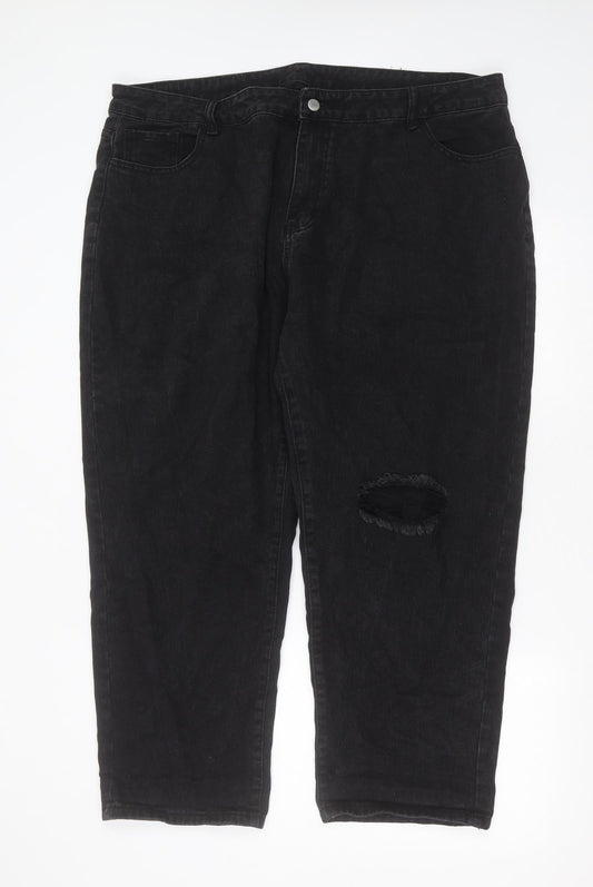 Additional front view of SHEIN women’s grey cotton mom jeans, size 4XL, 26-inch leg regular zip