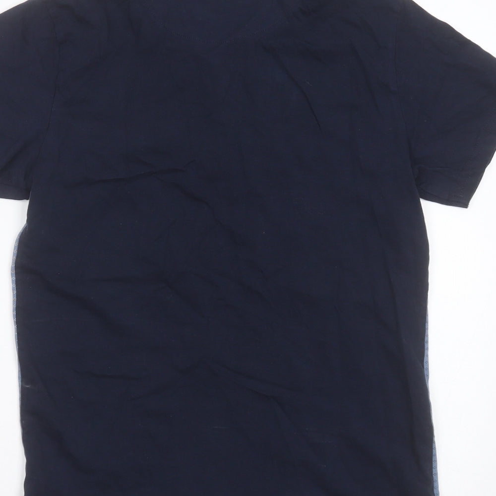 Easy Mens Blue Geometric Cotton Polo Size S Collared