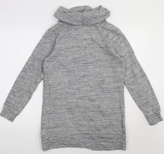 NEXT Womens Grey Polyester Jumper Dress Size 12 Roll Neck Pullover