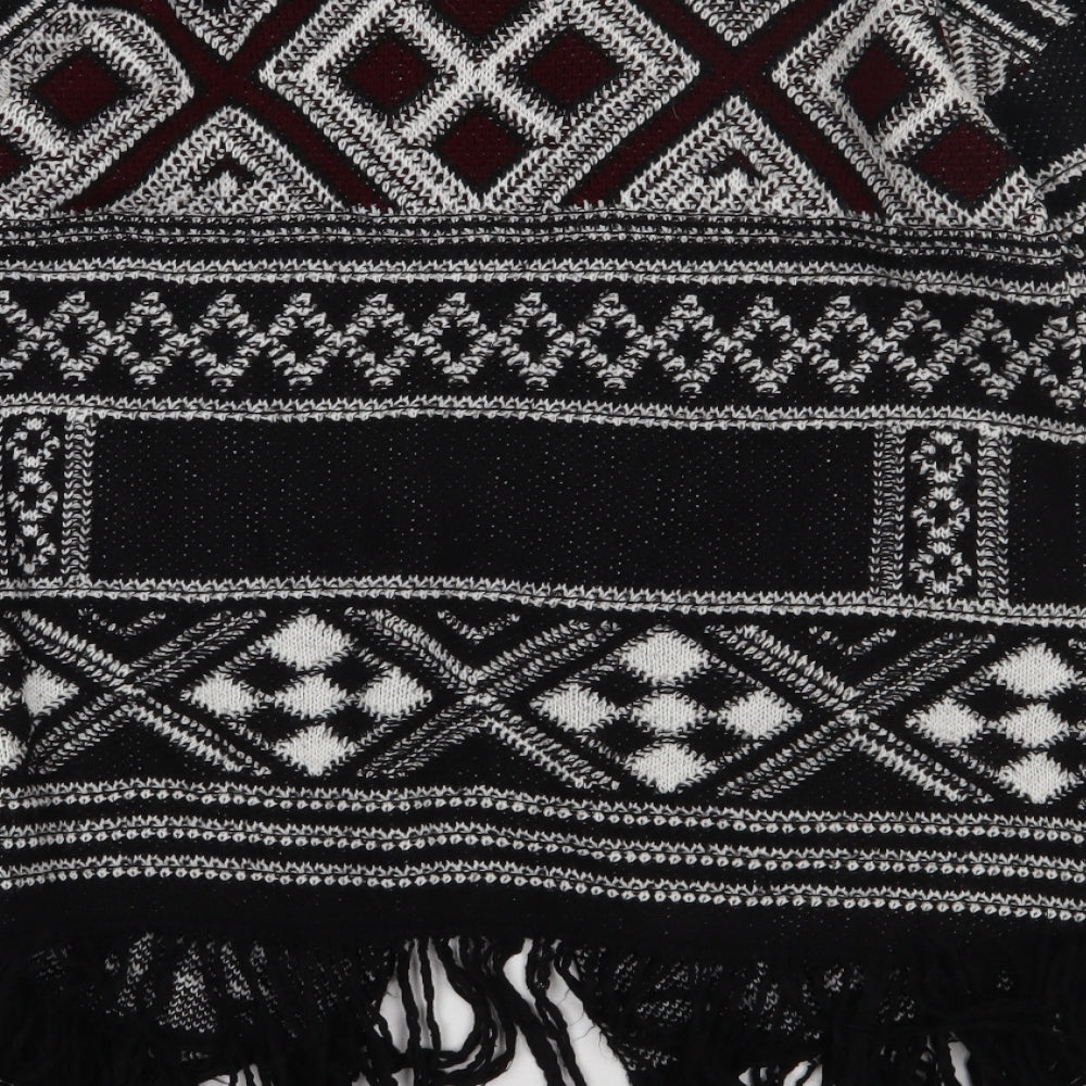 Primark Womens Black V-Neck Geometric Acrylic Cardigan Jumper Size M