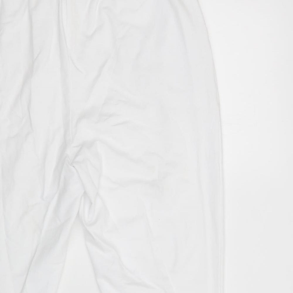 Classic Womens White Cotton Jogger Trousers Size L L26 in Regular Drawstring