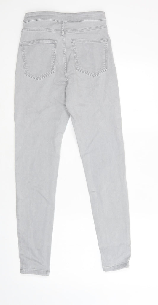 M&S Womens Grey Cotton Skinny Jeans Size 8 L29 in Regular Button