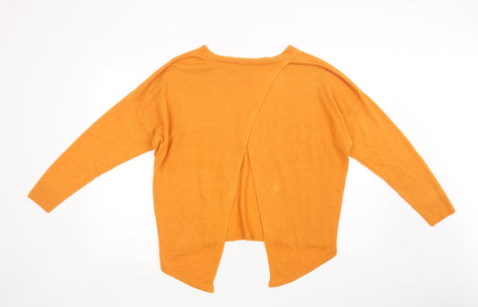 TU Womens Orange Crew Neck Acrylic Pullover Jumper Size 12