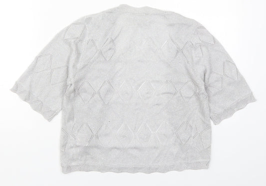 Womens UK Size 8 NEXT Silver Cardigan Jumper