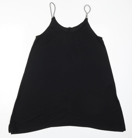 Additional front view of George women’s black polyester tank dress, size M, scoop neck pullover