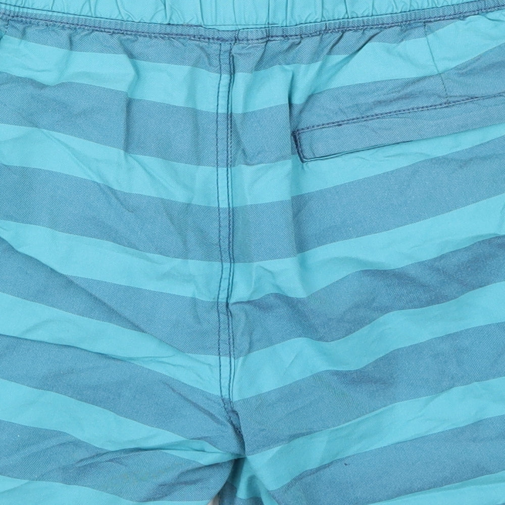 Easy Mens Blue Striped Cotton Bermuda Shorts Size M Regular Button