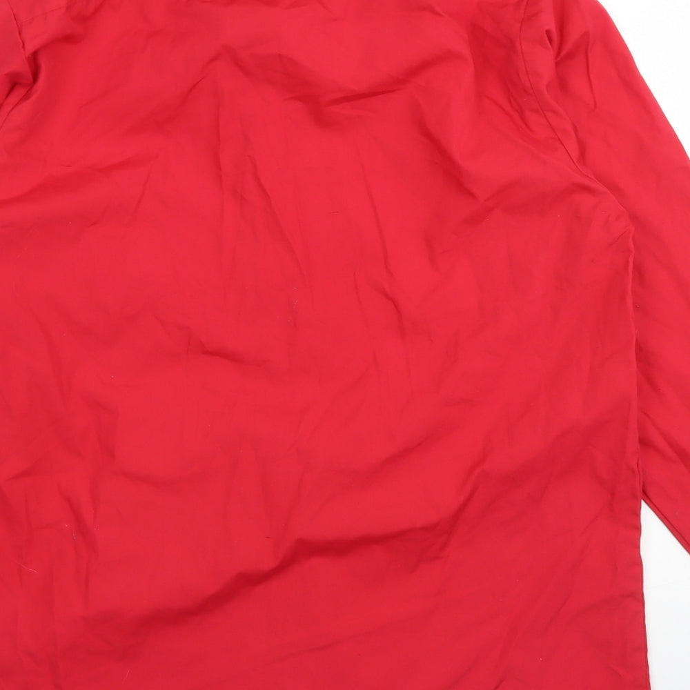 Banner Mens Red Polyester Dress Shirt Size 15 Collared Button