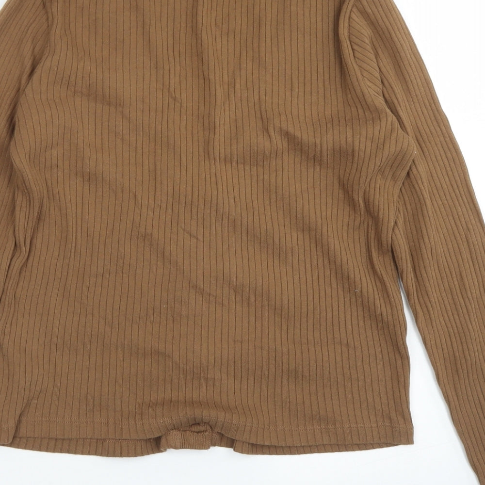 Womens UK Size 10 M&S Collection Brown Cropped T-Shirt