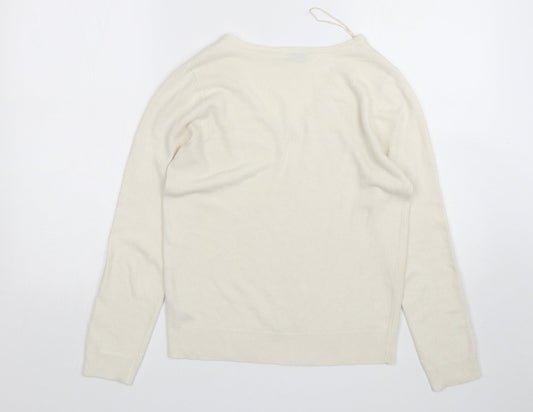 BHS Womens Beige V-Neck Acrylic Pullover Jumper Size 10