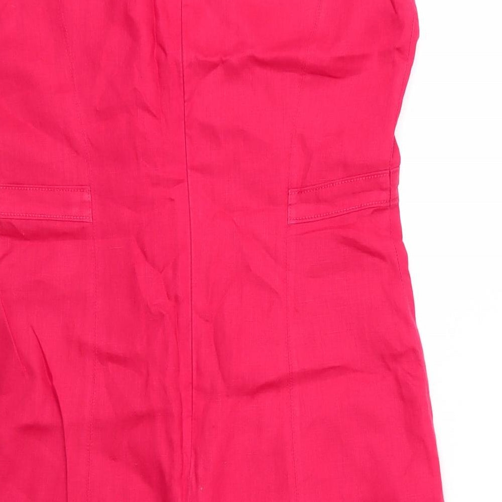 Gerry Weber Womens Red Linen A-Line Size 12 Sweetheart Zip