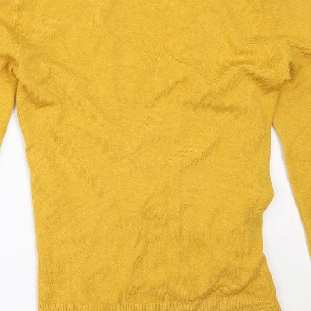 B.L Fashion Womens Yellow V-Neck Modal Pullover Jumper Size S