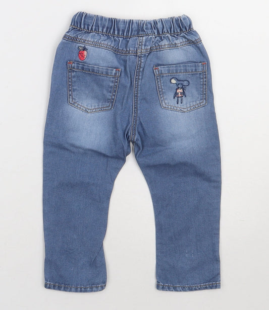 NEXT Girls Blue Cotton Capri Jeans Size 12-18 Months Tie