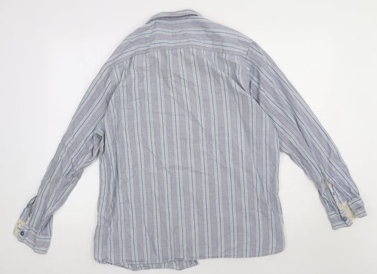Mens UK Size L Debenhams Blue Button-Up Long Sleeve Casual Shirt