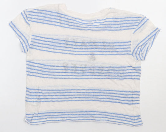 Womens UK Size 8 Marks and Spencer Blue Cropped T-Shirt