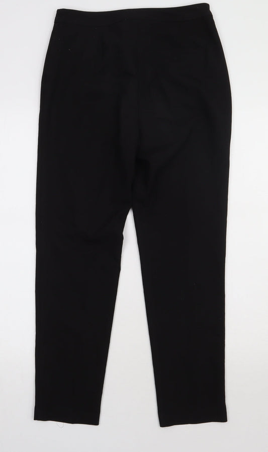Topshop Womens Black Polyester Trousers Size 8 L30 in Regular Hook & Eye