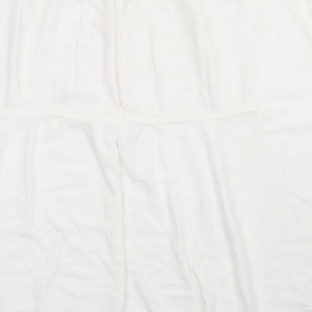 F&F Womens White Viscose Basic T-Shirt Size XS Crew Neck - cover up