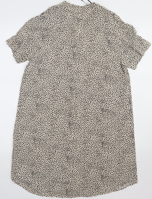 H&M Womens Brown Animal Print Viscose A-Line Size 4 V-Neck Pullover