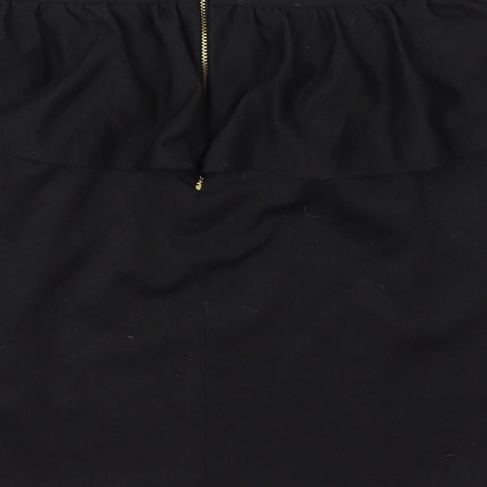 New Look Womens Black Polyester A-Line Skirt Size 12 Zip