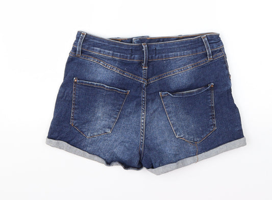 Preworn Womens Blue Cotton Hot Pants Shorts Size 30 in Regular Button