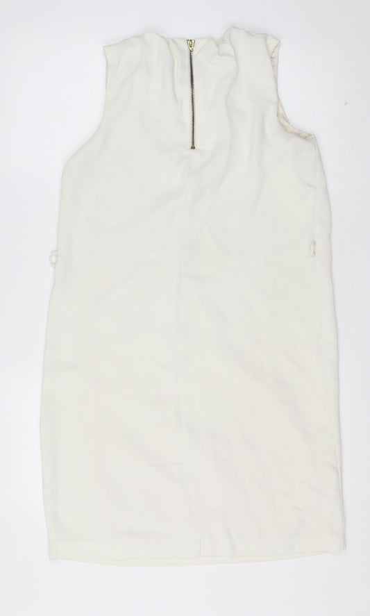 Zara Womens Ivory Polyester A-Line Size M Round Neck Pullover