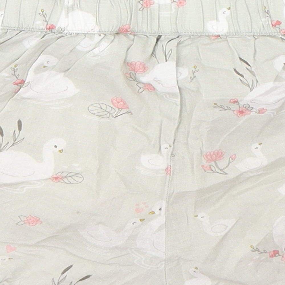 H&M Girls Green Geometric Cotton Sweat Shorts Size 4 Years Regular - Swans