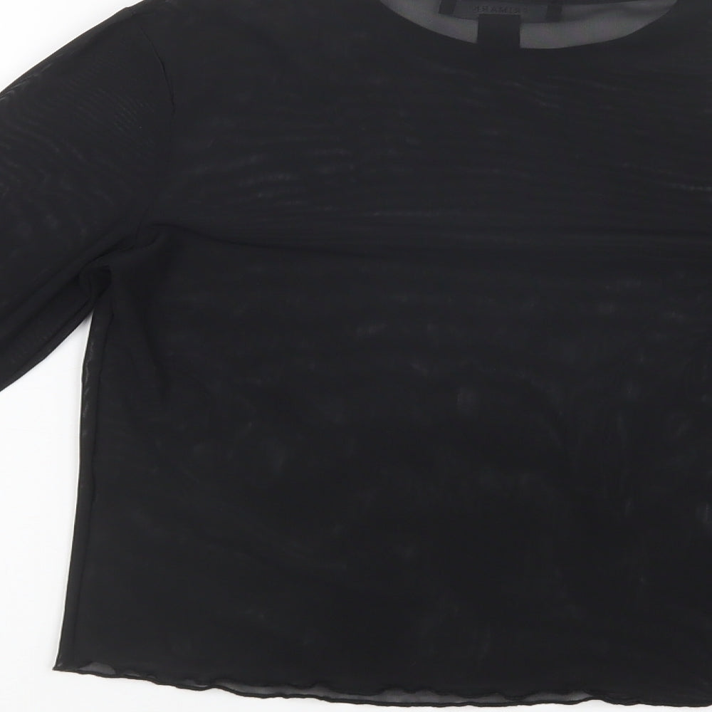 Primark Womens Black Polyester Basic Blouse Size XS Crew Neck