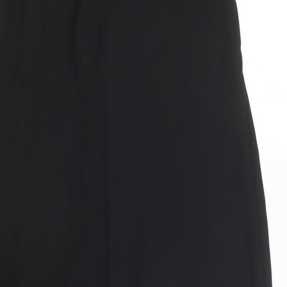 Brand and care label for H&M women’s black polyester shift, size UK 10, crew neck magnetic - embellished neckline