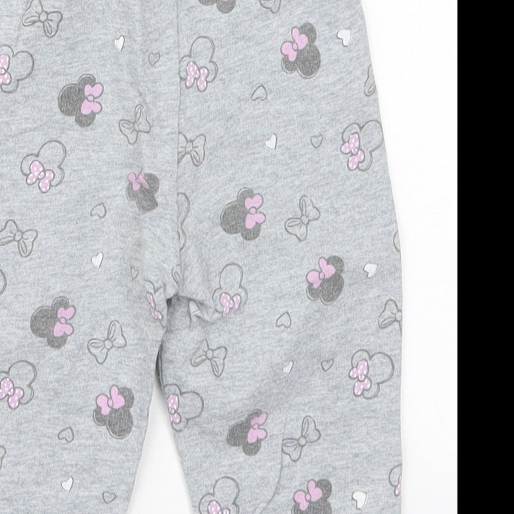 Costo Girls Grey Geometric Cotton Sweatpants Trousers Size 12 Months - Minnie Mouse
