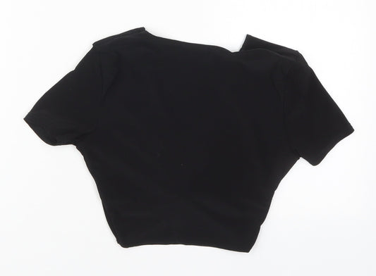 Womens UK Size 6 PRETTYLITTLETHING Black Cropped T-Shirt