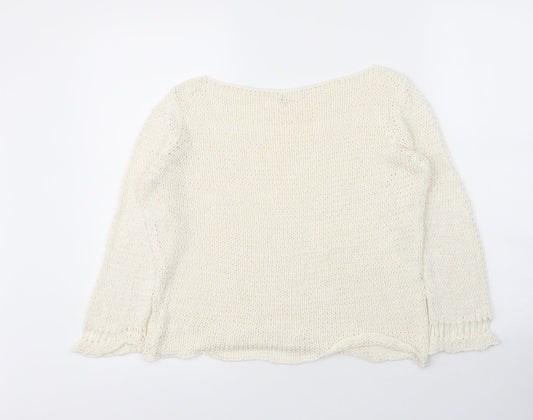 Womens UK Size 4 Preworn Ivory Cape Jumper
