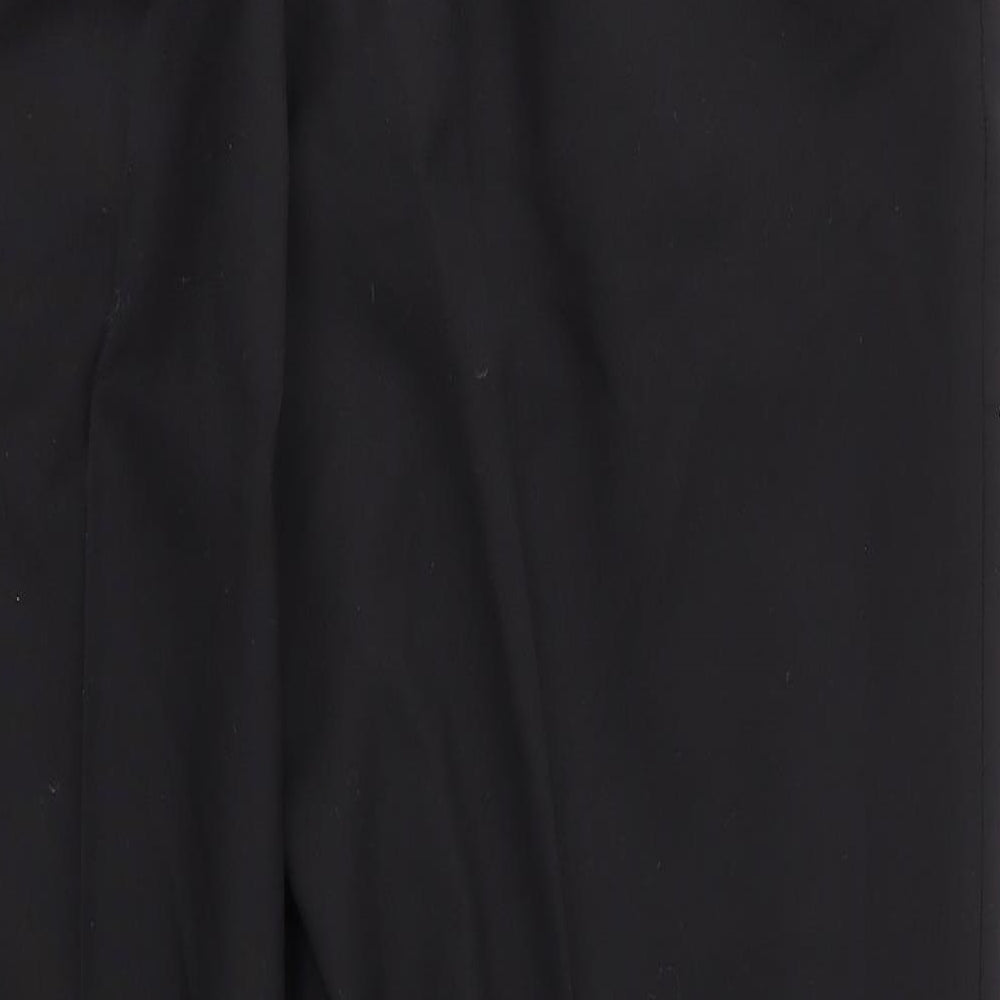 M&S Mens Black Wool Trousers Size 42 in L27 in Regular Zip