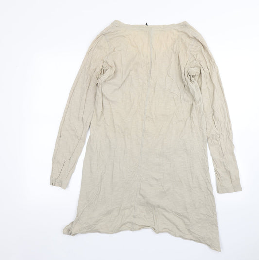 M&S Womens Beige Cotton T-Shirt Dress Size 14 Round Neck