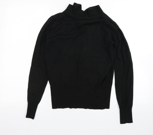 Oasis Womens Black Round Neck Acrylic Pullover Jumper Size S
