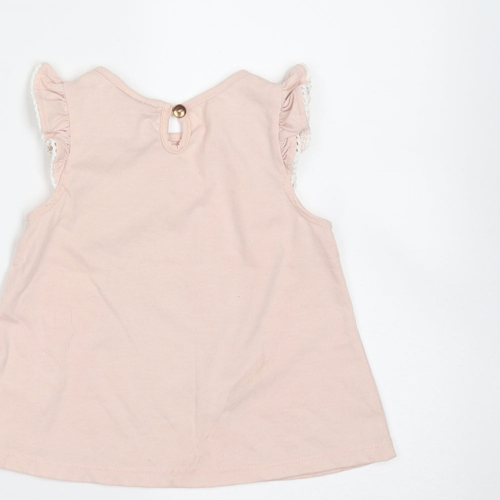Tommy Bahama Baby Pink Cotton Basic T-Shirt Size 12 Months Round Neck - Garden Print