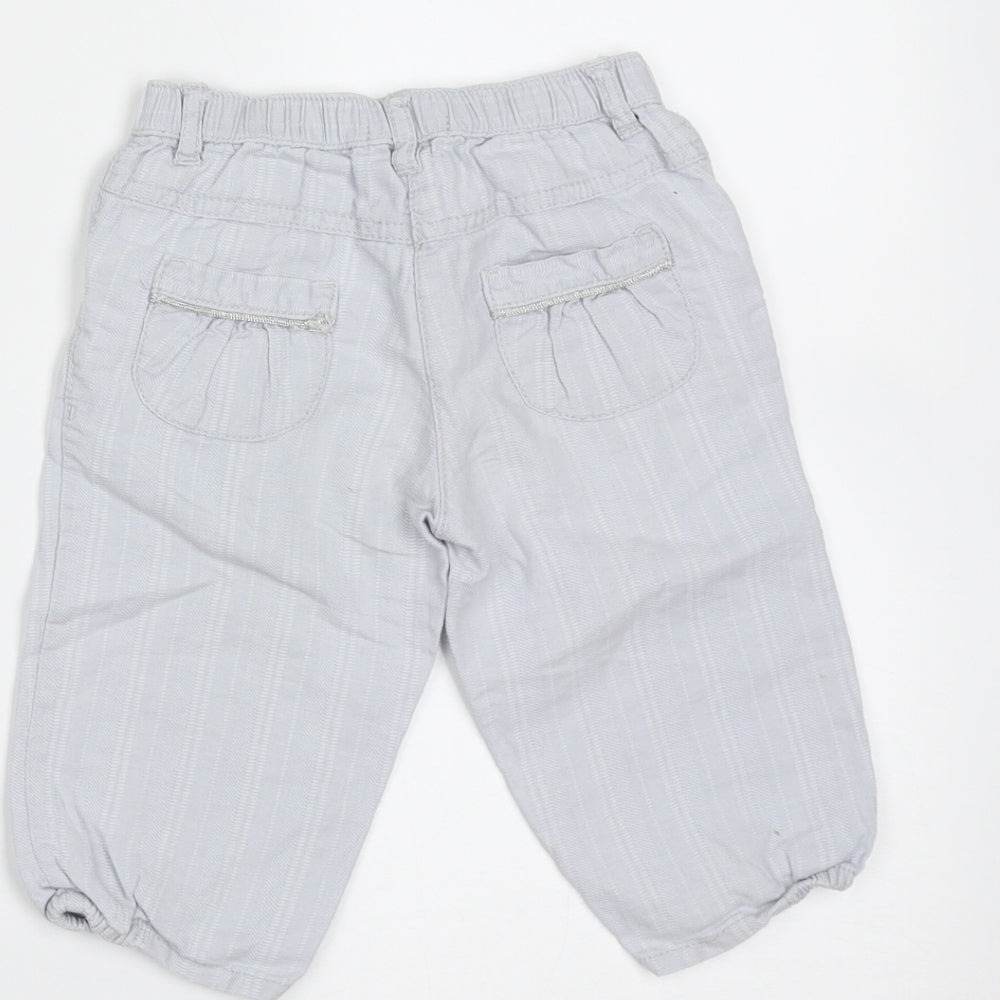 Obaibi Girls Blue Striped Cotton Trousers Size 12 Months