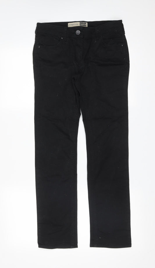 Additional front view of South women’s black cotton straight jeans, size UK 8, 29-inch leg regular zip