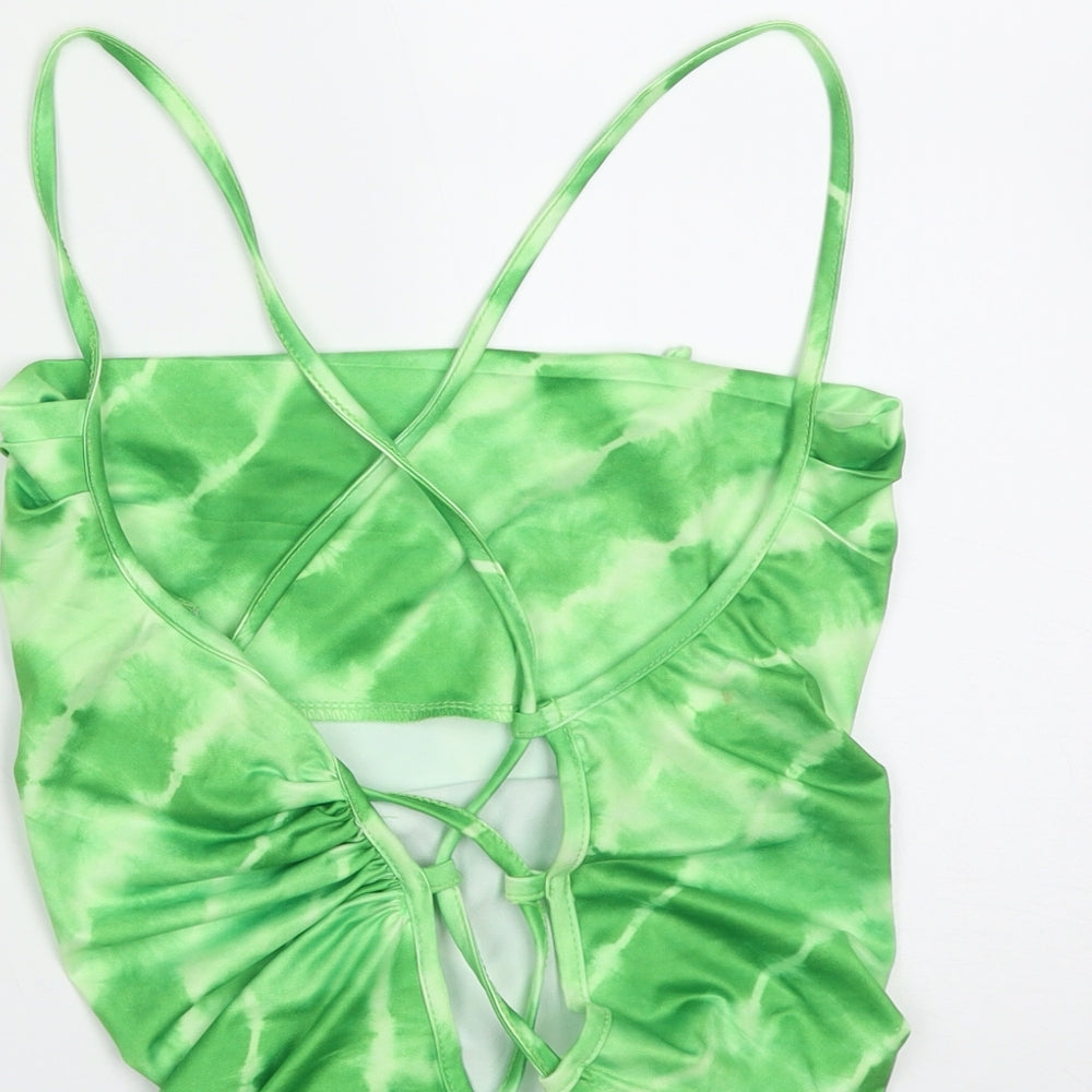 SheIn Womens Green Polyester Basic Blouse Size L Scoop Neck