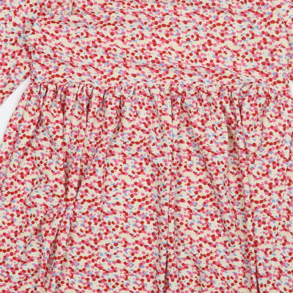 Wednesday Girl Womens Red Floral Polyester A-Line Size 2XS Crew Neck Pullover