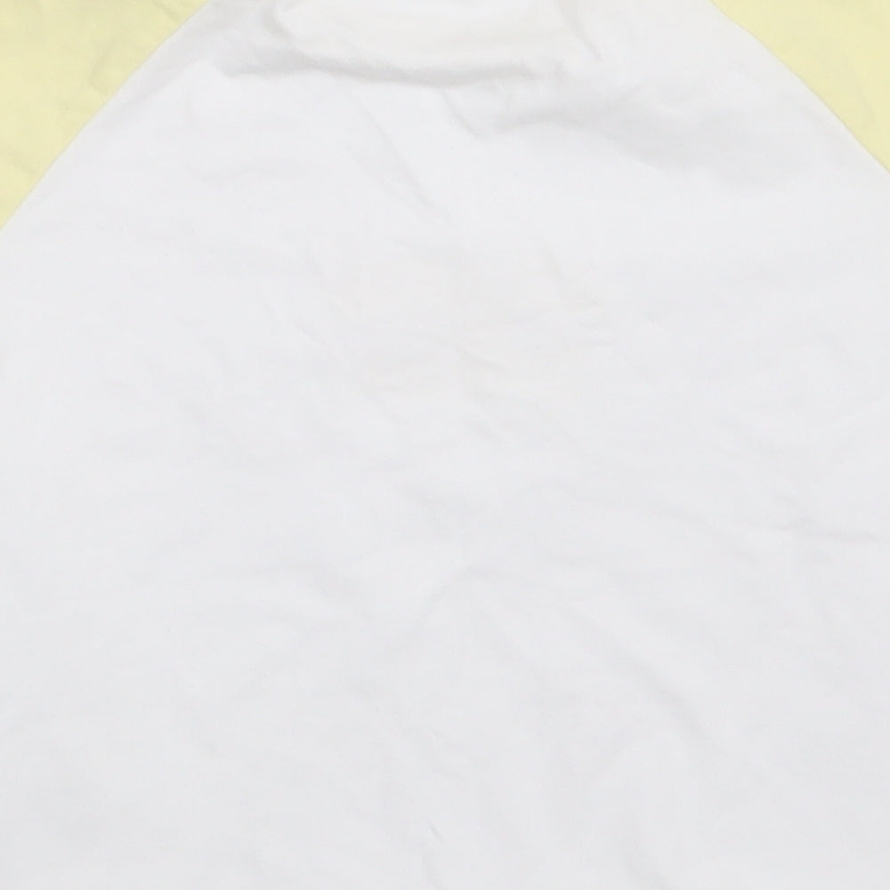 Primark Womens Yellow Cotton Cropped T-Shirt Size 4 Crew Neck - Atlanta 1994