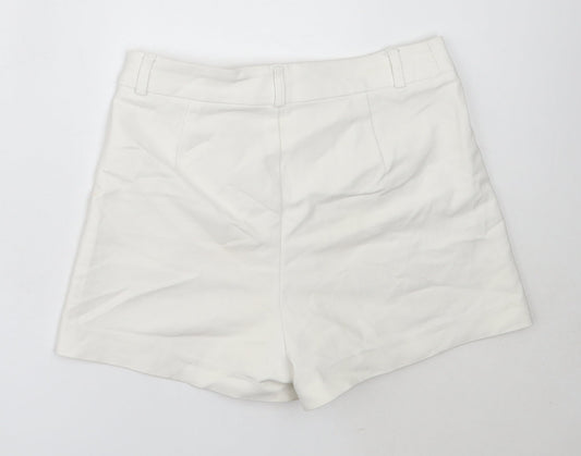 Stradivarius Womens White  Cotton Hot Pants Shorts Size 34  Regular