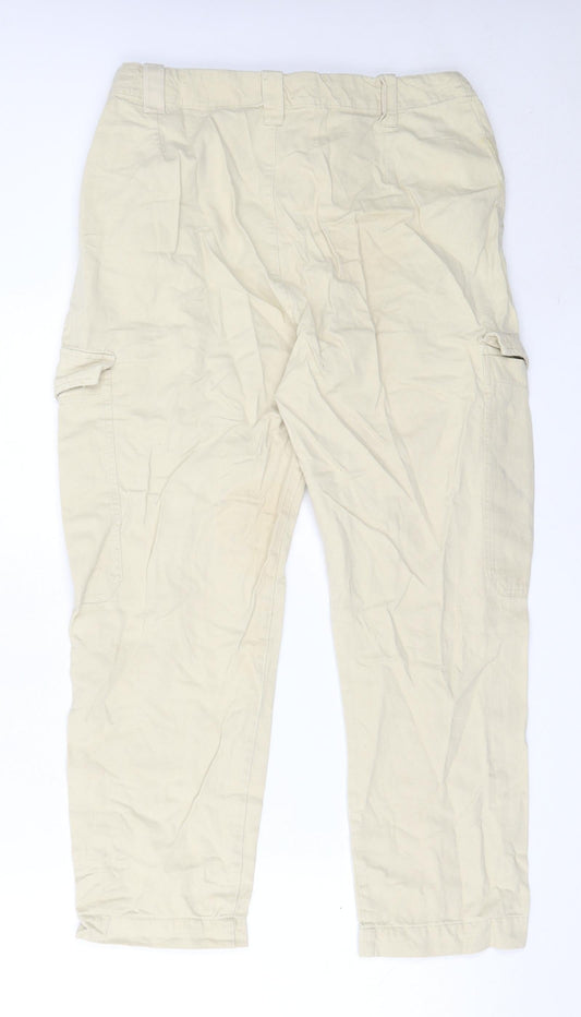 Womens UK Size 40 Pull&Bear Regular Fit Cargo Beige Trousers