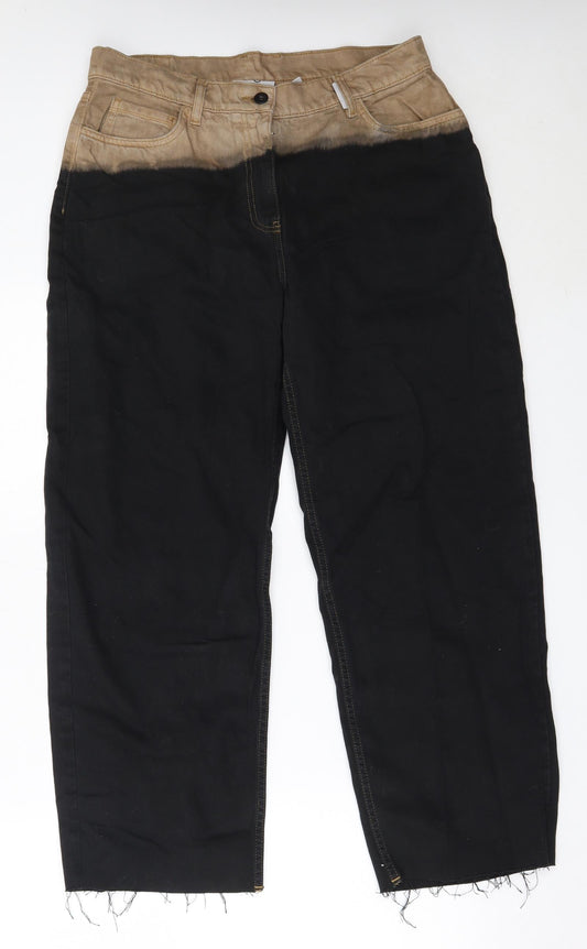 Additional front view of Collusion women’s black cotton mom jeans, size UK 32, in, 30-inch leg regular