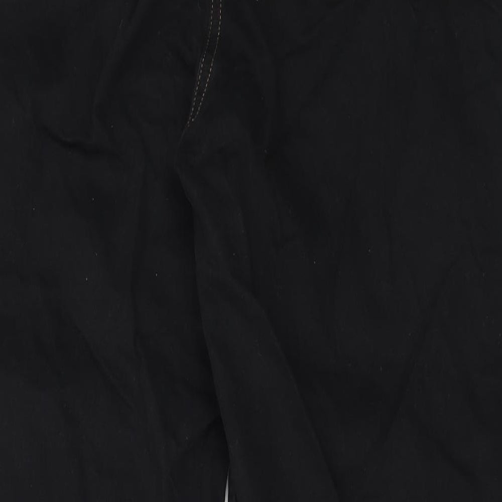 Brand and care label for Collusion women’s black cotton mom jeans, size UK 32, in, 30-inch leg regular