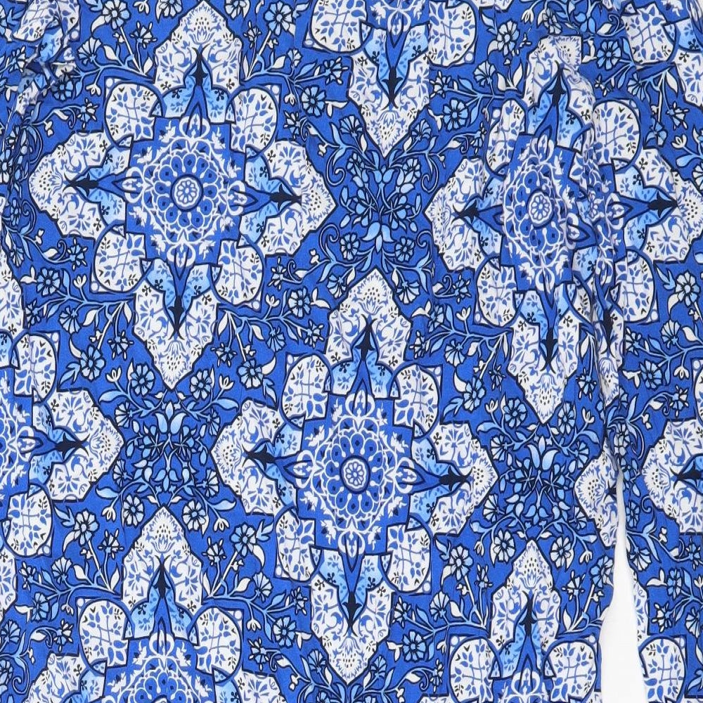 Real Clothing Womens Blue Geometric Viscose Mini Size XL V-Neck