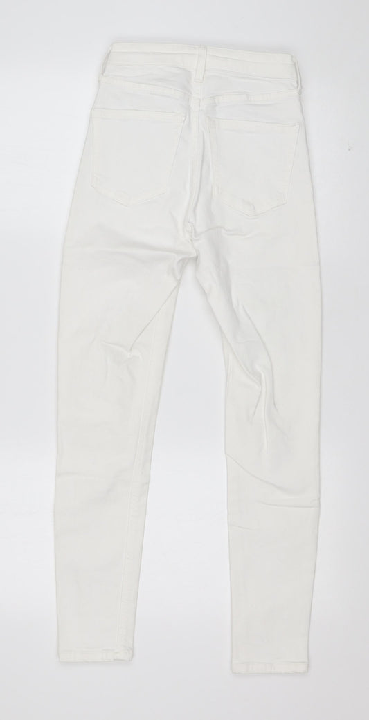 Topshop Womens White Cotton Skinny Jeans Size 25 in L30 in Regular Buckle