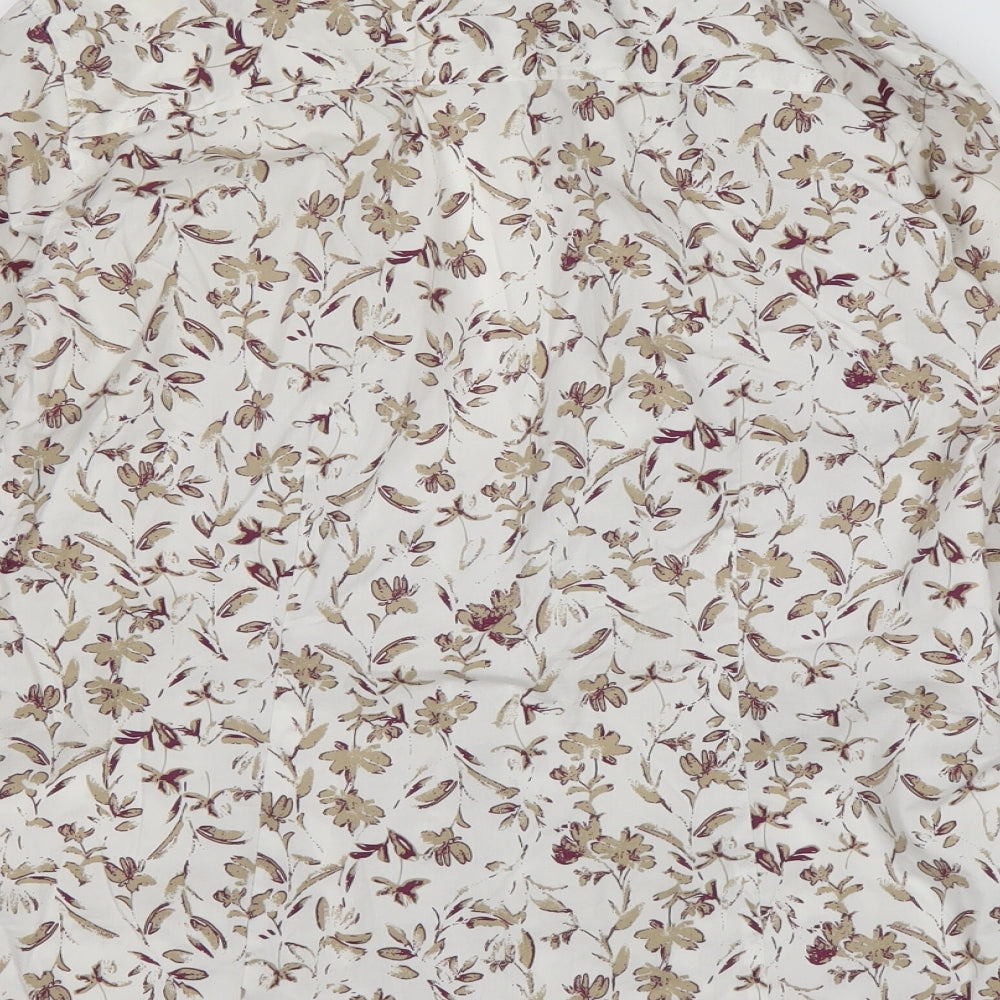 Mens UK Size M Eddie Bauer Ivory Button-Up Long Sleeve Casual Shirt