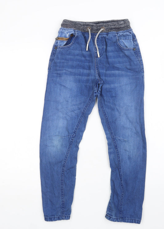 NEXT Boys Blue Cotton Straight Jeans Size 9 Months Regular Drawstring
