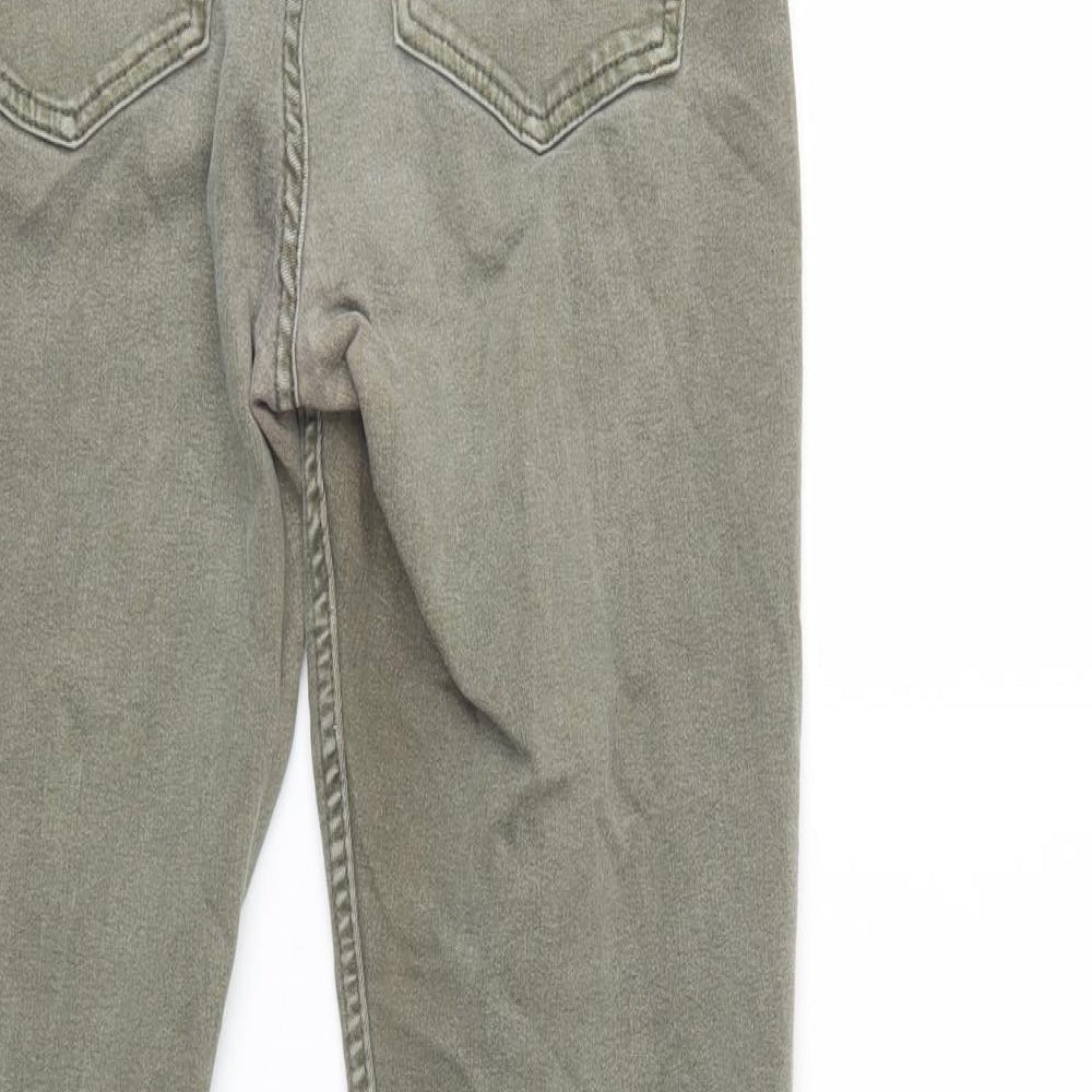 M&S Womens Green Cotton Skinny Jeans Size 12 L31 in Regular Button